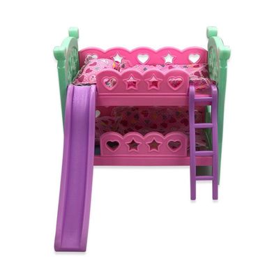 Berço De Boneca Beliche Com Escorregador E Colchão Cor:rosa