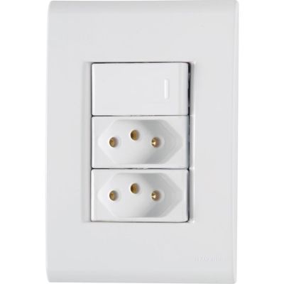 1 Interruptor Simples 10 A 250v e 2 Tomadas A 250v Branco