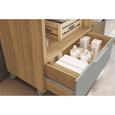 Bancada De Banheiro Balcão Marquesa C- 1 Gaveta E 1 Nicho 80cm Nature-verde - Nesher