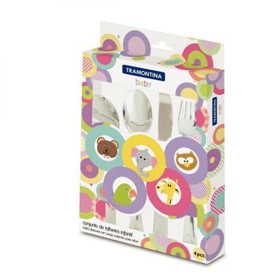Jogo de Talheres Infantil Tramontina Baby em Aço Inox