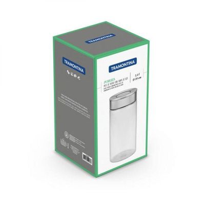 Pote de Vidro Tramontina com Tampa de Aço Inox 10 Cm 1,4 L