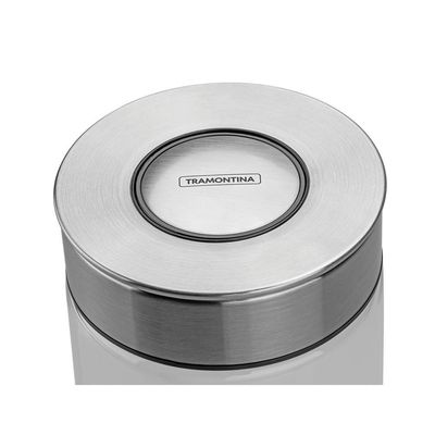 Pote de Vidro Tramontina com Tampa de Aço Inox 10 Cm 1,4 L