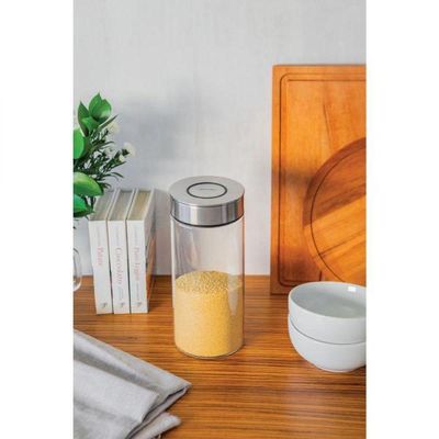 Pote de Vidro Tramontina com Tampa de Aço Inox 10 Cm 1,4 L
