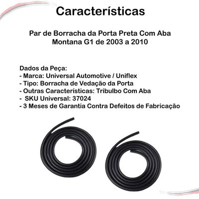 Par De Borracha Da Porta Preta Com Aba Montana G1 De 03 A 10