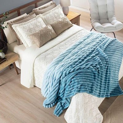 Cobertor Coberta Fluflu Queen Ultrasoft Alto Relevo Dupla Face - Acqua