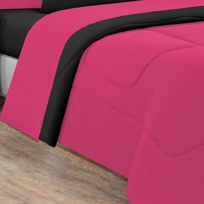 Kit Edredom + Jogo De Lençol Malha 100% Algodão Gran Moratta 7 Peças Casal - Pink -preto