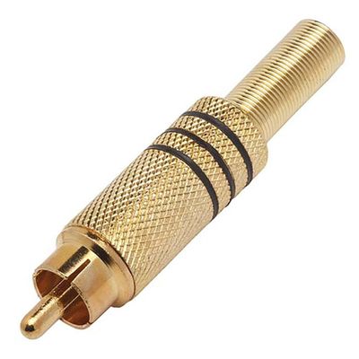 Plugue RCA Macho CSR SK-188 Dourado com Mola Preto