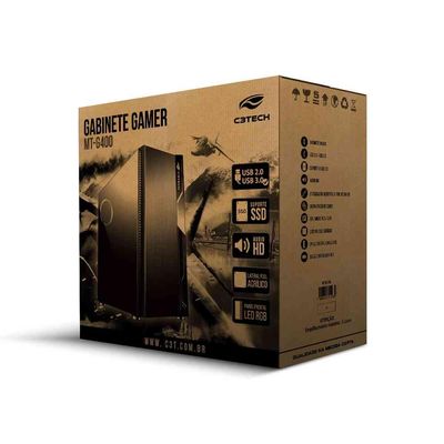 Gabinete Gamer C3TECH MID Tower C/ LED MT-G400BK S/ Fonte