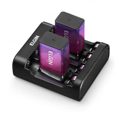 Carregador de Pilhas e Bateria AA/AAA/9V e USB SCUSB Preto