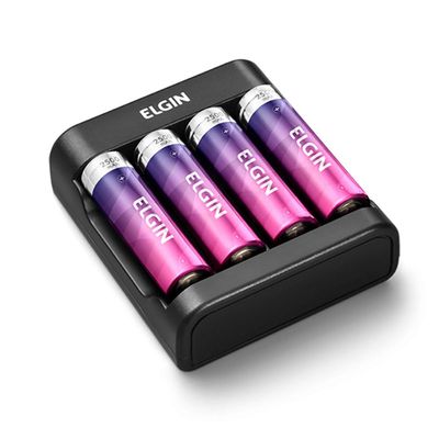 Carregador de Pilhas e Bateria AA/AAA/9V e USB SCUSB Preto