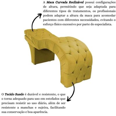 Maca Estética Estofada Reclinável Ergonômica Suede Ludmilla Amarelo