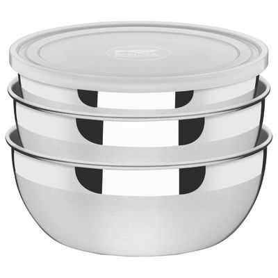 Kit 3 Potes Tramontina Freezinox Inox com Tampa Plástica