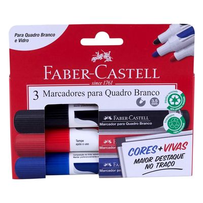 Marcador de Quadro Branco com 3 unidades Colorido Faber Castell