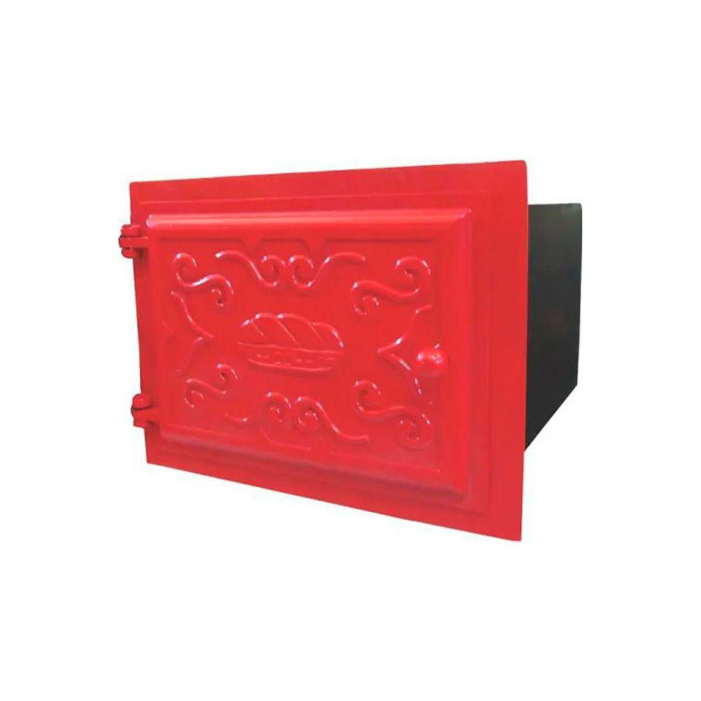 Forno Ferro Fundido Tampa Ferro Vermelho 50x47x33cm G