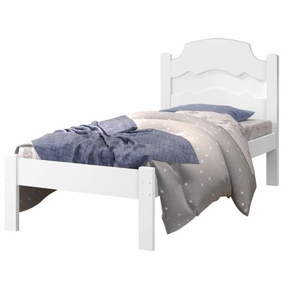 Cama Solteiro Sophia Branco E Azul Branco Com Colchão