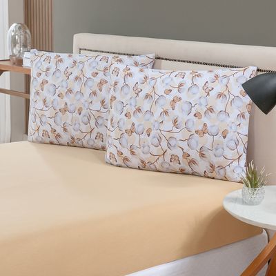 Jogo de Cama Lençol Sonho Bom Solteiro em Malha Algodão 2 Peças - Caqui - 100% Algodão