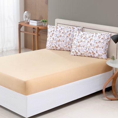 Jogo de Cama Lençol Sonho Bom King em Malha Algodão 3 Peças - Mostarda - 100% Algodão