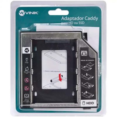 Adaptador Caddy para HD ou SSD gaveta DVD notebook SATA 12.7mm AC-127 VINIK