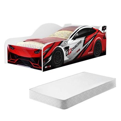 Cama Solteiro Carro Vermelho Power Com Colchão