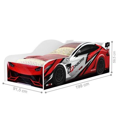 Cama Solteiro Carro Vermelho Power Com Colchão