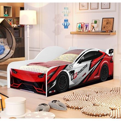 Cama Solteiro Carro Vermelho Power Com Colchão