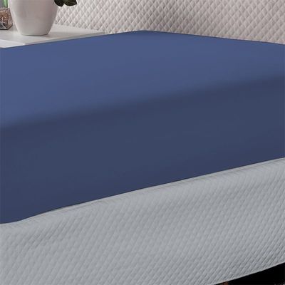 Lençol King Liso Portallar C/Elastico-Malha 100% Algodão Linha Casa Azul Profundo