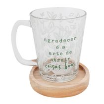 Kit Chá Completo - Caneca, Infusor e Aparador CANECA DE VIDRO COM PORTA CANECA DE MADEIRA E INFUSOR - NATURALS COISAS BOAS