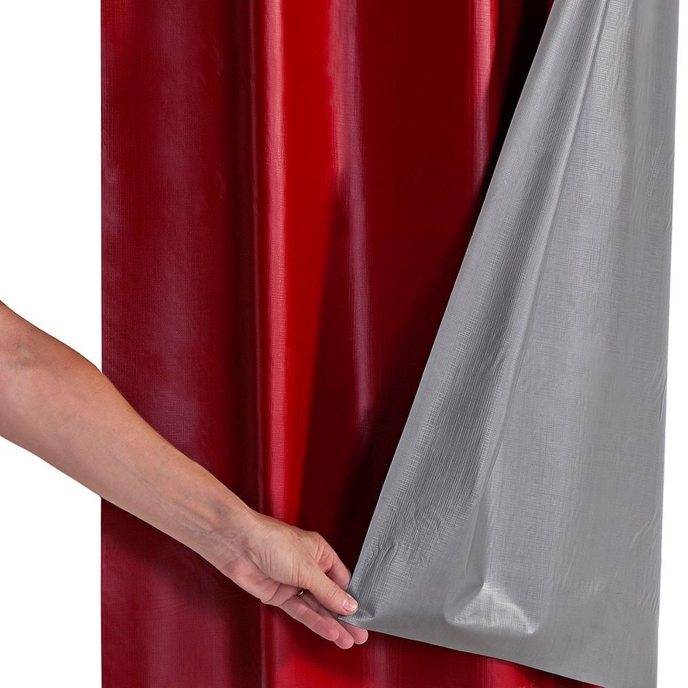 Cortina Blackout Pvc Com Tecido Voil Xadrez 2,00 M X 1,40 M - Vermelho