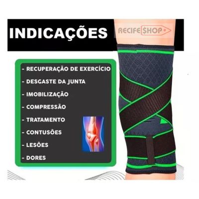 Joelheira de Compressão Ortopédica Verde e Preta - Conforto e Suporte Total para Seus Joelhos