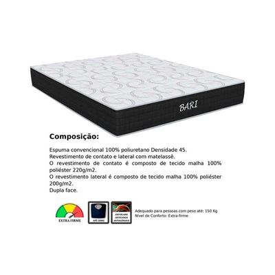 Colchão Casal Espuma D45  Bari (138x188x26) - Orthoflex
