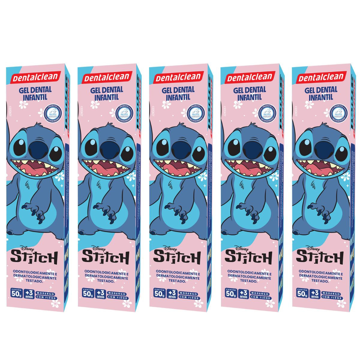 5X GEL DENTAL INFANTIL STITCH SABOR MORANGO 50G -DENTALCLEAN