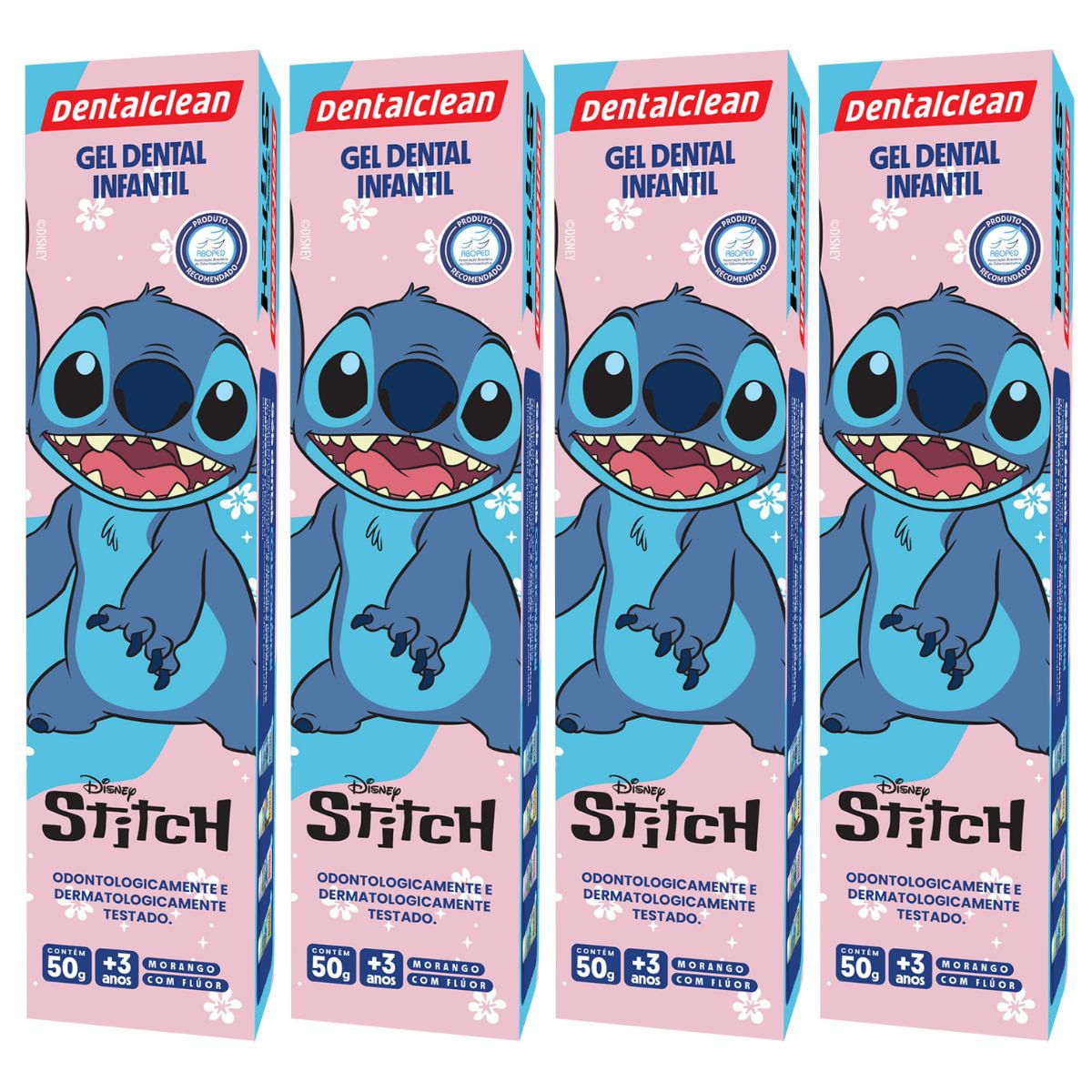 4X GEL DENTAL INFANTIL STITCH SABOR MORANGO 50G -DENTALCLEAN