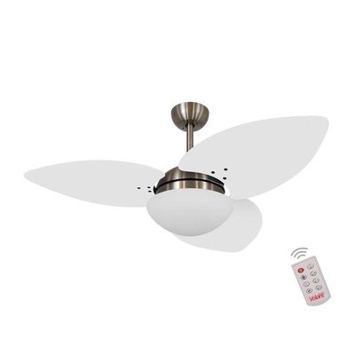 Ventilador De Teto Bronze 3 Pás Branco 127V C/ Controle 110V