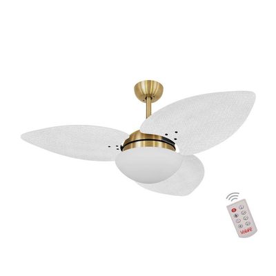 Ventilador De Teto Dourado 3 Pás Palmae Branco 220V 220V