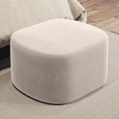 Kit 2 Puffs Decorativos Orgânico Para Living Quarto 70cm Doha W01 Suede Bege - Lyam Decor