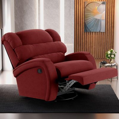 Poltrona Do Papai Sala De Cinema Reclinável Manchester Glider Manual Giratória Veludo Vermelho