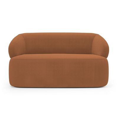 Kit 02 Poltronas Giratória E 01 Sofá Orgânico Glee 02 Lugares 140cm Bouclê Terracota - Desk Design