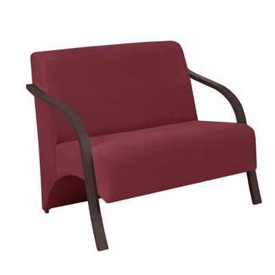 Poltrona 2 Lugares Vênus Suede Braço Madeira Bordô