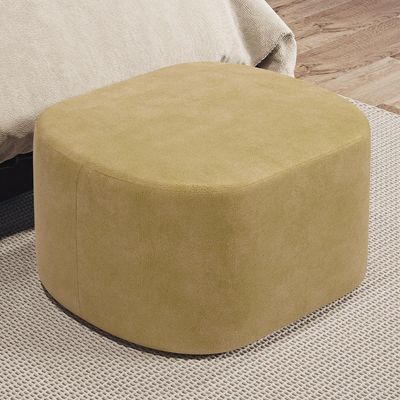 Kit 2 Puffs Decorativos Orgânico Para Living Quarto 70cm Doha W01 Couríssimo Fendi - Lyam Decor