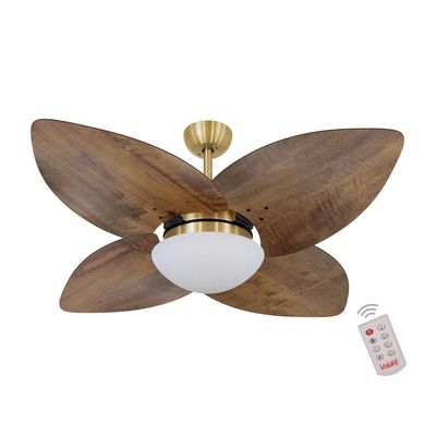 Ventilador De Teto Dourado 4 Pás Rádica Imbuia 127V 110V