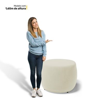 Puff Decorativo Living Aisha Orgânico Suede Bege Claro - Desk Design
