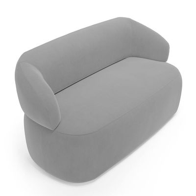 Kit 02 Poltronas Giratória E 01 Sofá Orgânico Glee 02 Lugares 140cm Veludo Cinza - Desk Design