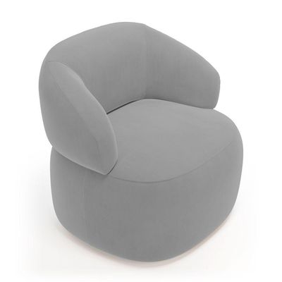 Kit 02 Poltronas Giratória E 01 Sofá Orgânico Glee 02 Lugares 140cm Veludo Cinza - Desk Design