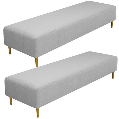 Kit 02 Puffs Decorativo Sala De Estar Bali W01 Pés Palito 210x60cm Bouclê Cinza - Lyam Decor