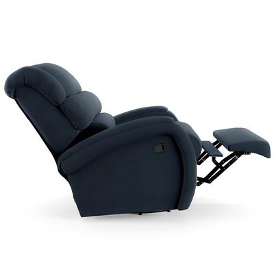 Poltrona Do Papai Sala De Cinema Reclinável Manchester Glider Manual Giratória Veludo Azul
