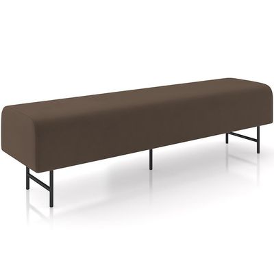 Puff Recamier Decorativo Com Pés Industrial 195cm Novara P05 Veludo Marrom - Lyam Decor