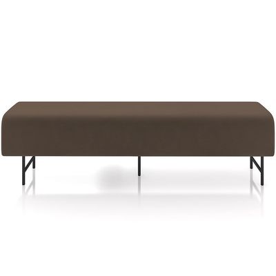 Puff Recamier Decorativo Com Pés Industrial 195cm Novara P05 Veludo Marrom - Lyam Decor