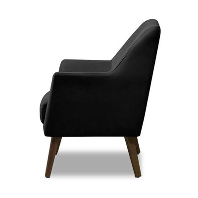Poltrona Decorativa Retrô Recepção Magali Veludo Preto Lansofbr