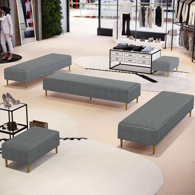 Kit 02 Puffs Decorativo Sala De Estar Bali W01 Pés Palito 190x60cm Pied Poule - Lyam Decor