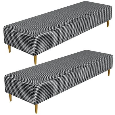 Kit 02 Puffs Decorativo Sala De Estar Bali W01 Pés Palito 190x60cm Pied Poule - Lyam Decor